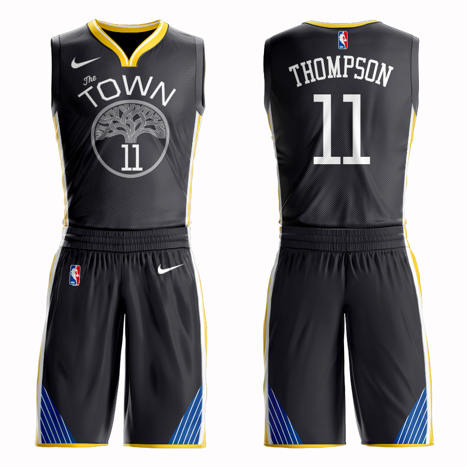 Men 2019 NBA Nike Golden State Warriors #11 Thompson black Customized jersey
